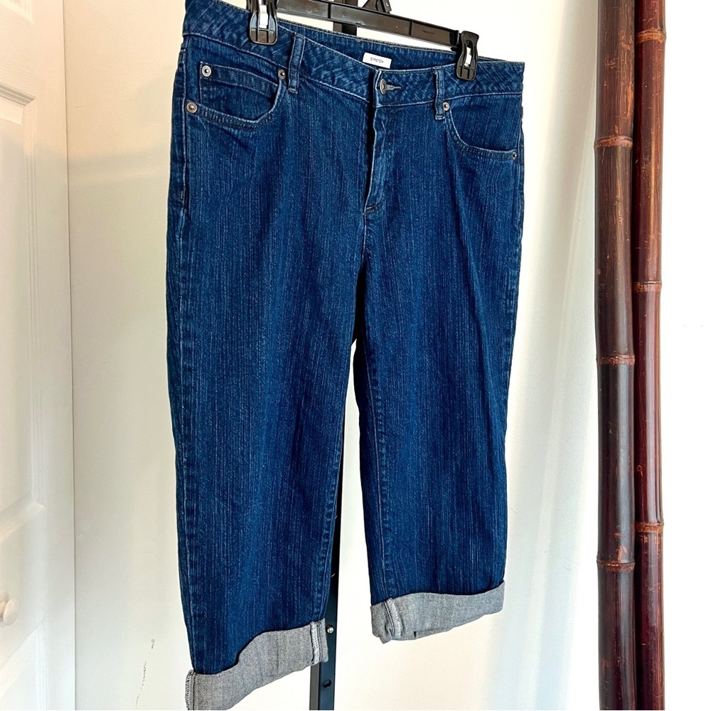 Women's Liz Claiborne Blue Denim Stretch Capri With Pockets Size 12 - Picture 6 of 7